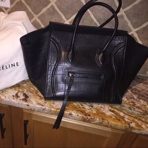 Celine Stamped Croc Phantom Large
